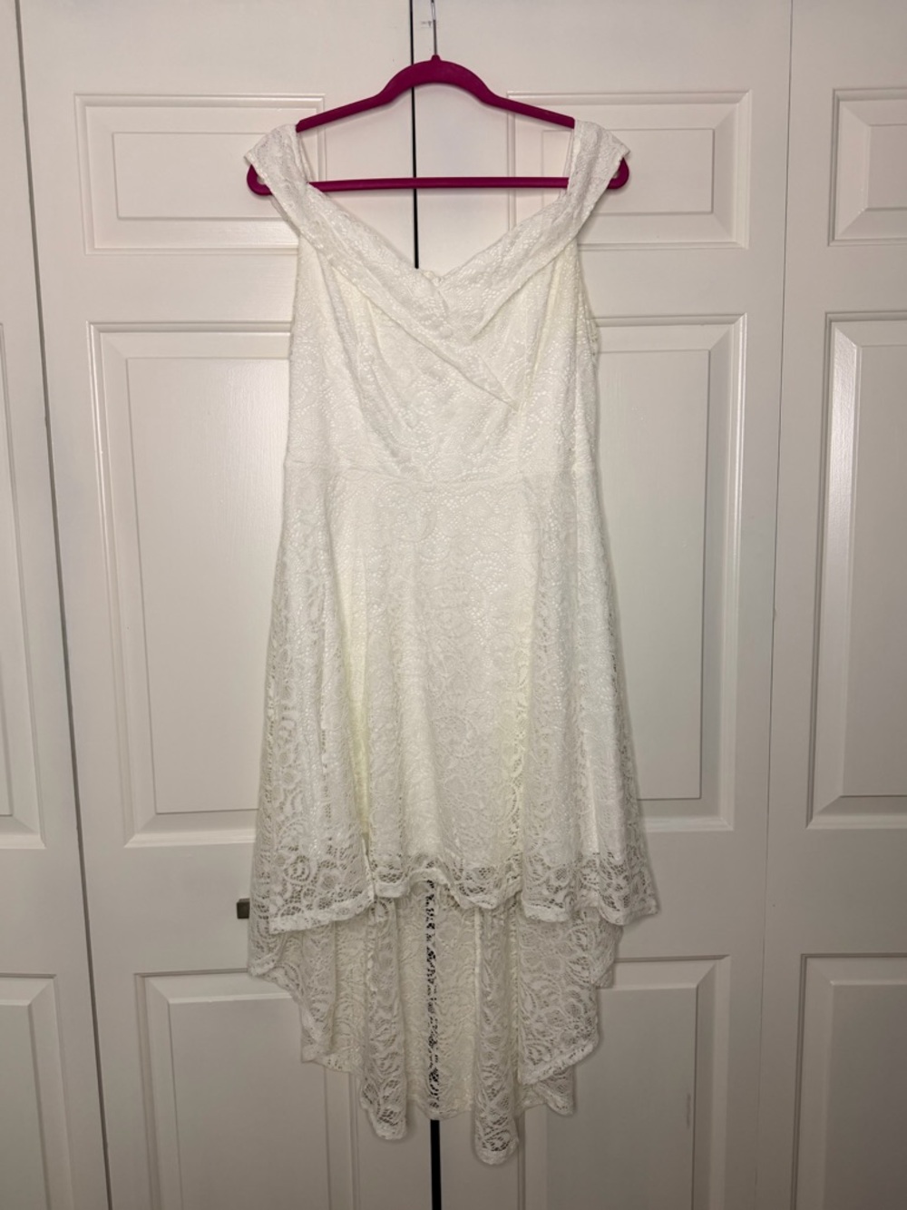 H.R Collection White Lace High Low Dress 2XL Elegant Bridal Event